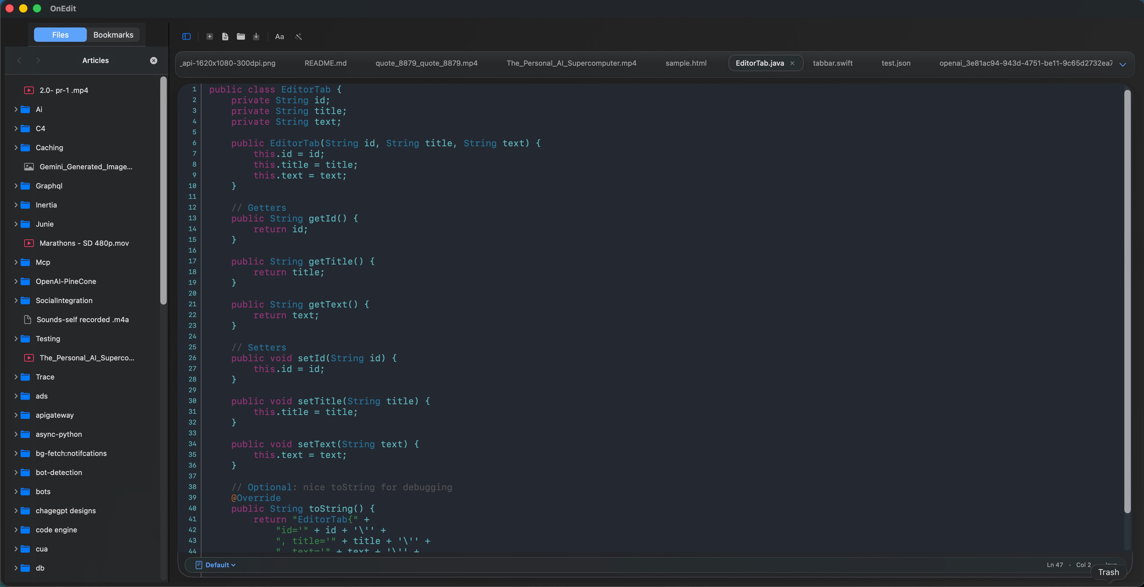 OnEdit Interface Dark